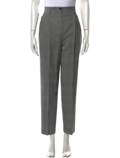 Pre-owned Escada Virgin Wool Straight Leg Pants In Grey