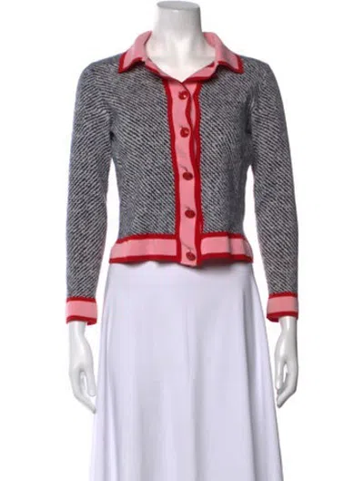 Pre-owned Escada Virgin Wool Striped Sweater In White