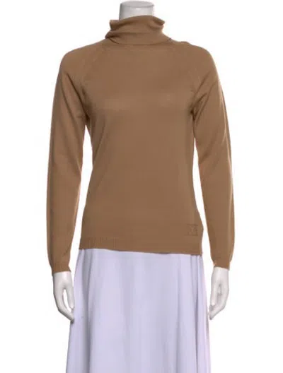 Pre-owned Escada Virgin Wool Turtleneck Sweater In Neutrals