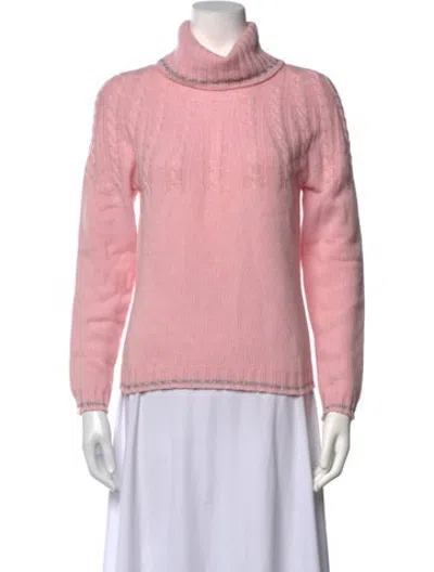 Pre-owned Escada Virgin Wool Turtleneck Sweater In Pink