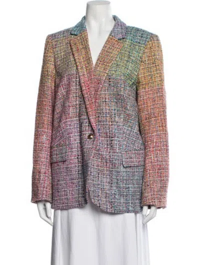 Pre-owned Escada Virgin Wool Tweed Pattern Blazer In Pink