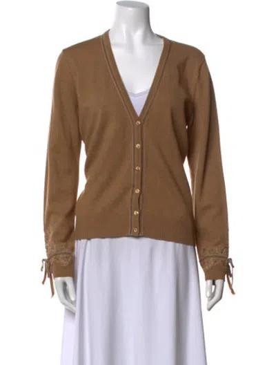 Pre-owned Escada Virgin Wool V-neck Sweater In Neutrals