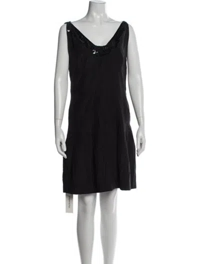 Pre-owned Escada V-neck Mini Dress In Blue