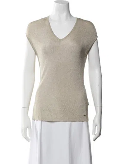 Pre-owned Escada V-neck Sweater In Gold/metallic