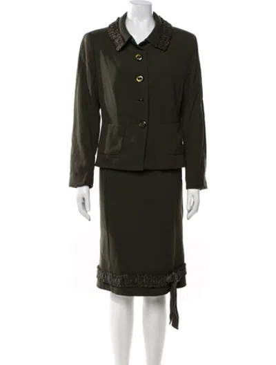 Pre-owned Escada Wool Dress Set In Green