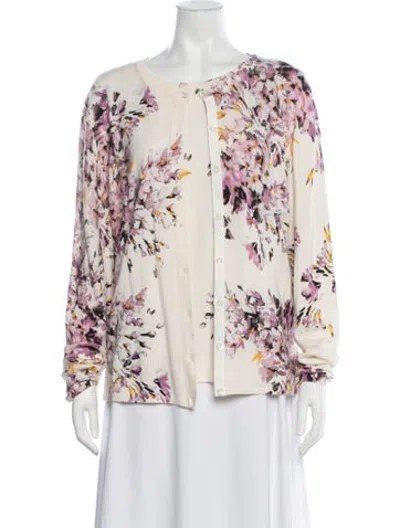Pre-owned Escada Wool Floral Print Sweater In Neutrals