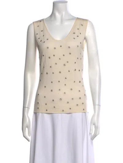 Pre-owned Escada Wool Graphic Print Top In Neutrals