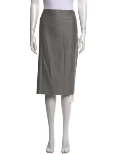 Pre-owned Escada Wool Midi Length Skirt In Grey