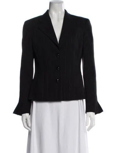 Pre-owned Escada Wool Striped Blazer In Black