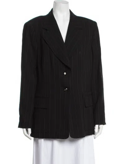 Pre-owned Escada Wool Striped Blazer In Black