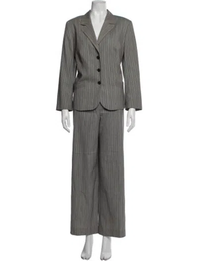 Pre-owned Escada Wool Striped Pantsuit In Grey