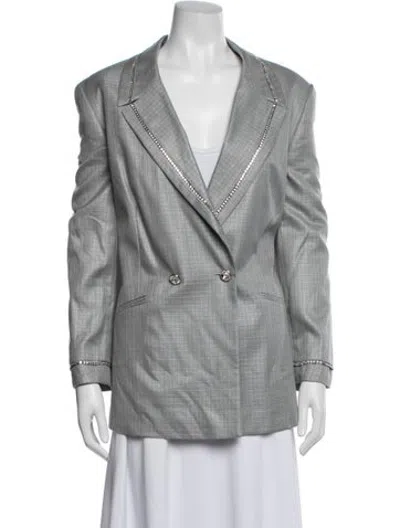 Pre-owned Escada Wool Tweed Pattern Coat In Grey