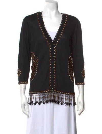 Pre-owned Escada Wool V-neck Sweater In Black