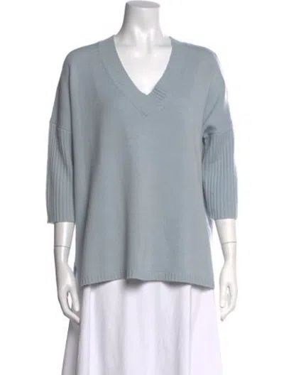 Pre-owned Escada Wool V-neck Sweater In Blue