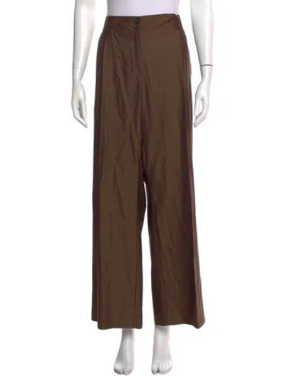 Pre-owned Escada Wool Wide Leg Pants In Brown