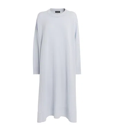 Eskandar Cashmere A-line Sweater Dress In Blue