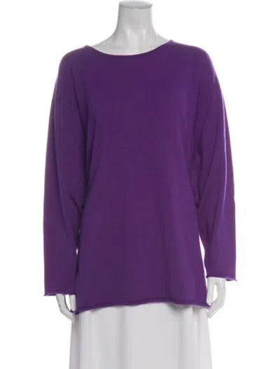 Pre-owned Eskandar Cashmere Bateau Neckline Sweater In Purple