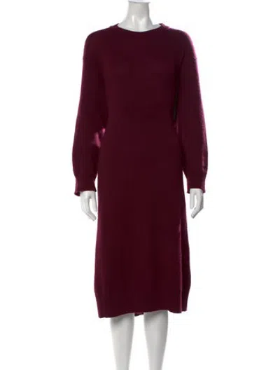 Pre-owned Eskandar Cashmere Midi Length Dress In Burgundy