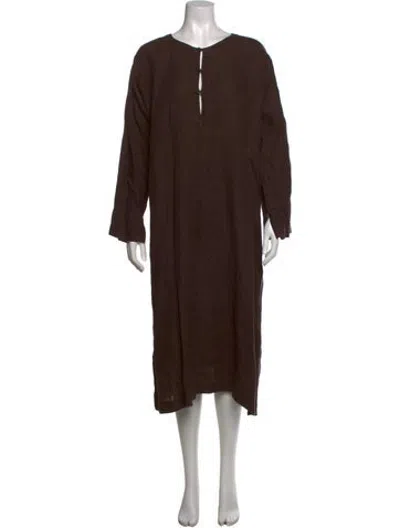 Pre-owned Eskandar Linen Long Dress In Brown