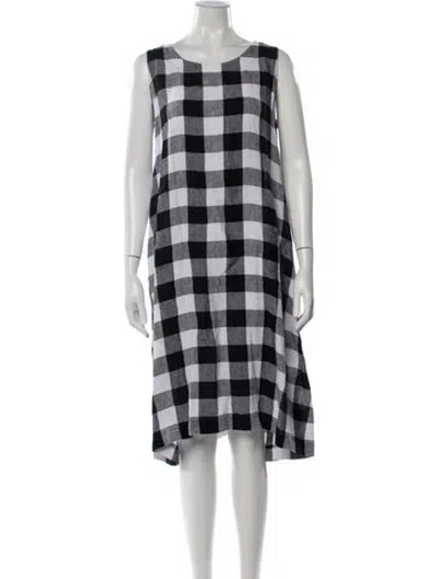 Pre-owned Eskandar Linen Midi Length Dress In Black