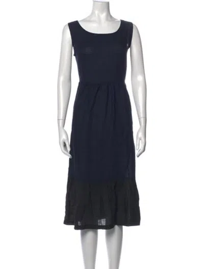 Pre-owned Eskandar Linen Midi Length Dress In Blue
