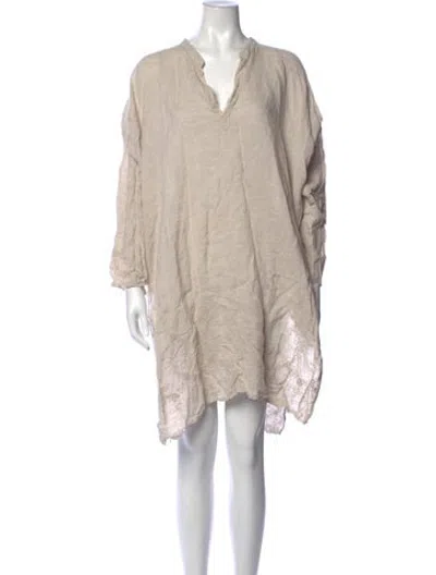 Pre-owned Eskandar Linen Midi Length Dress In Neutrals