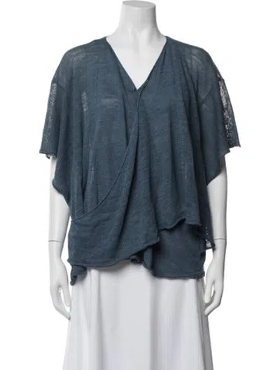 Pre-owned Eskandar Linen V-neck Sweater In Blue