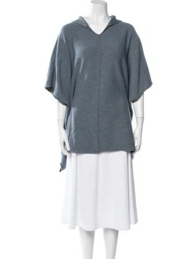 Pre-owned Eskandar Merino Wool V-neck Sweater In Blue
