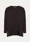 Eskandar Side Panelled Round Neck Long Sleeve T-shirt (mid Plus Length) In Black