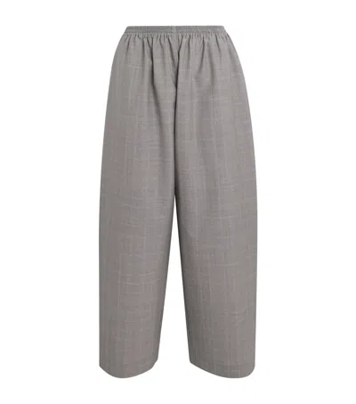 Eskandar Virgin Wool Check Japanese Trousers In Gray
