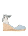 Espadrilles Woman  Light Blue Size 9 Textile Fibers, Soft Leather