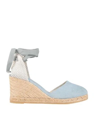 Espadrilles Woman  Light Blue Size 11 Textile Fibers, Soft Leather