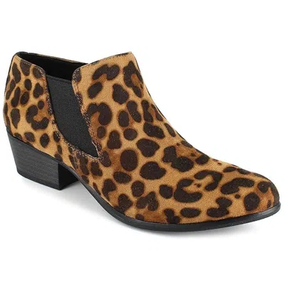 Esprit Women's  Taya Boots Brown Leopard Print Block Heel Ankle Booties Jobb739