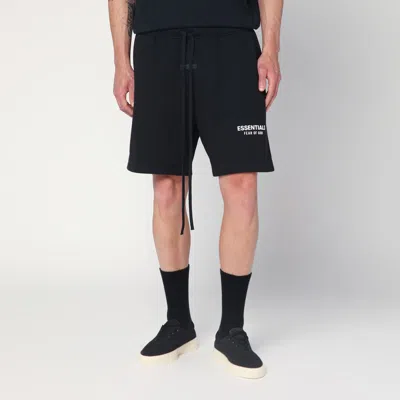 Essentials Black Shorts With Logo