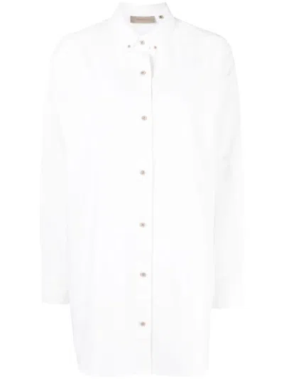 Essentials Button-down Long-sleeved Shirt In Weiss