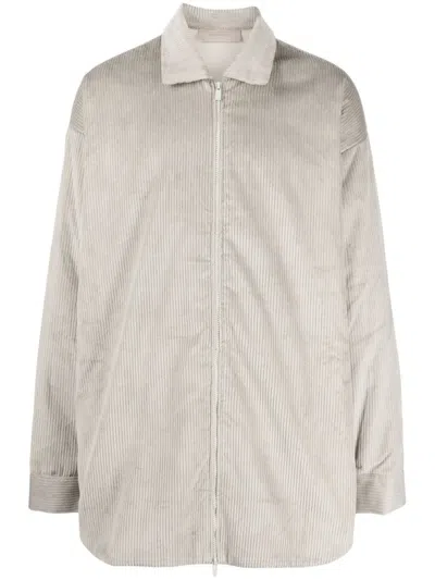 Essentials Corduroy Zip-up Shirt Jacket In Grey