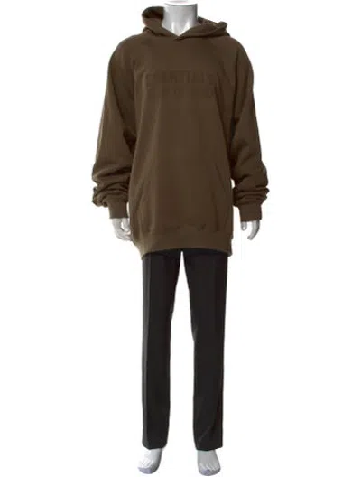 Pre-owned Essentials Crew Neck Long Sleeve Hoodie In Green