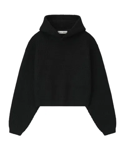 Essentials Fear Of God  Heavy Waffle 90s Hoodie In Black