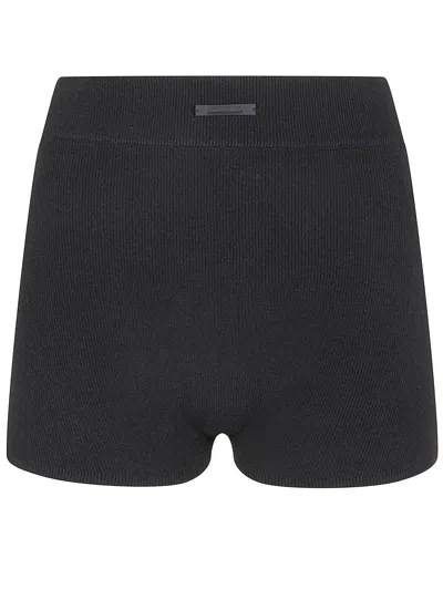 Essentials Fear Of God  "women`s Long Sleeve Hooded Rib" Top In Black