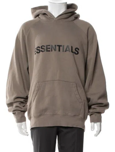 Pre-owned Essentials Graphic Print Crew Neck Hoodie In Brown