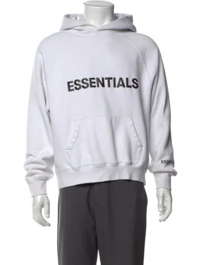 Pre-owned Essentials Graphic Print Crew Neck Hoodie In White