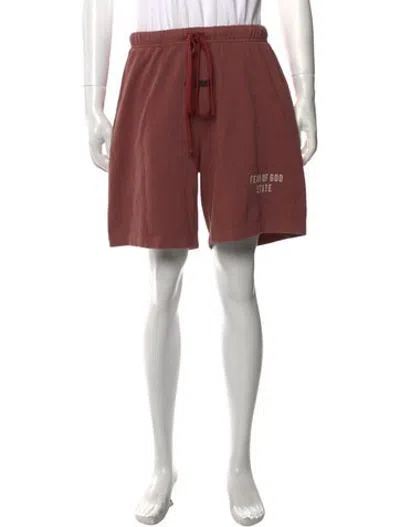 Pre-owned Essentials Graphic Print Jogger Shorts In Brown