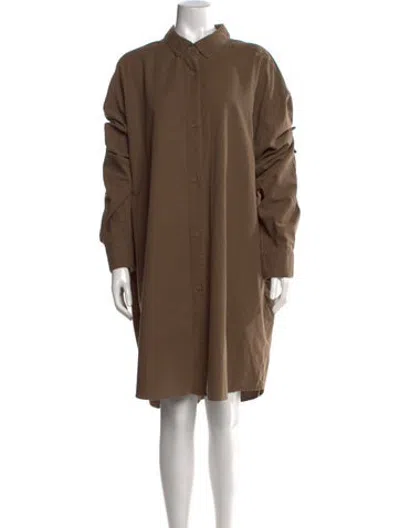 Pre-owned Essentials Oxford Button Down Shirt Knee-length Dress In Brown