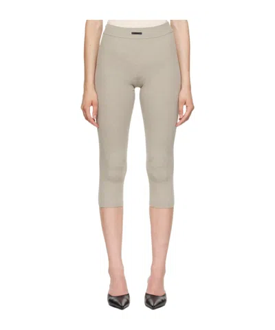 Essentials Ribbed Knit Cropped Leggings In Gray