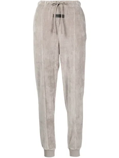 Essentials Tapered Velour Track Pants In Grey