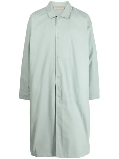 Essentials Twill-weave Single-breasted Coat In Green