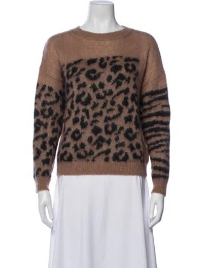 Pre-owned Essentiel Antwerp Animal Print Crew Neck Sweater In Brown