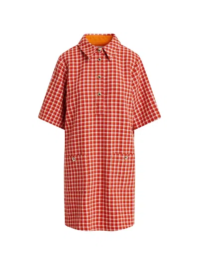 Essentiel Antwerp Kooky Checked A-line Mini Dress In Red