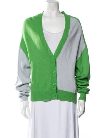Pre-owned Essentiel Antwerp Merino Wool Colorblock Pattern Sweater In Green