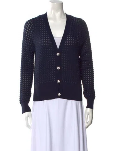 Pre-owned Essentiel Antwerp Patterned V-neck Sweater In Blue